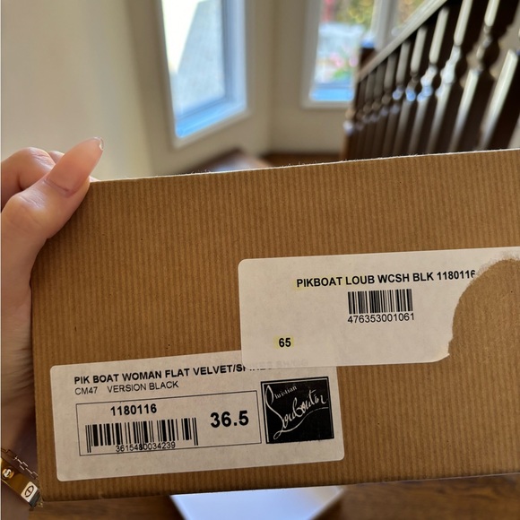 Christian Louboutin Pik Boat Sneakers in Black Velvet with Gold Spikes - Picture 8 of 12